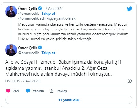 Ömer Çelik'ten 'çocuğun nitelikli cinsel istismarı' iddiasına açıklama: Mağdurun yanında olacağız ve her türlü desteği vereceğiz